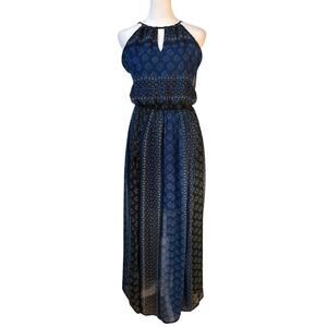 Hollister Blue Chiffon Halter Open Back Maxi Dress - Large